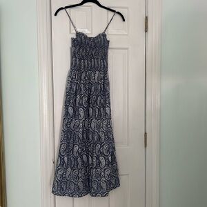 H&M smocked bodice paisley midi dress size small